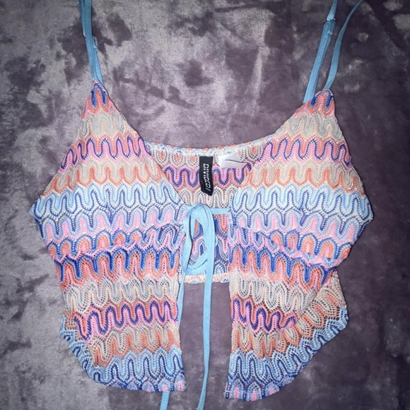 y2k 2000s hippie h&m multicolored tied tank top ! size s - Picture 1 of 2